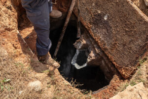 Old Concrete Chipped Away In A Septic System